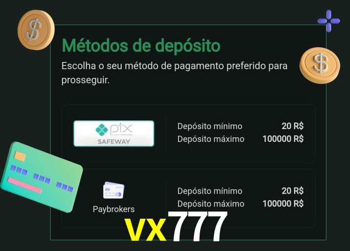 O cassino vx777 oferece uma grande variedade de métodos de pagamento